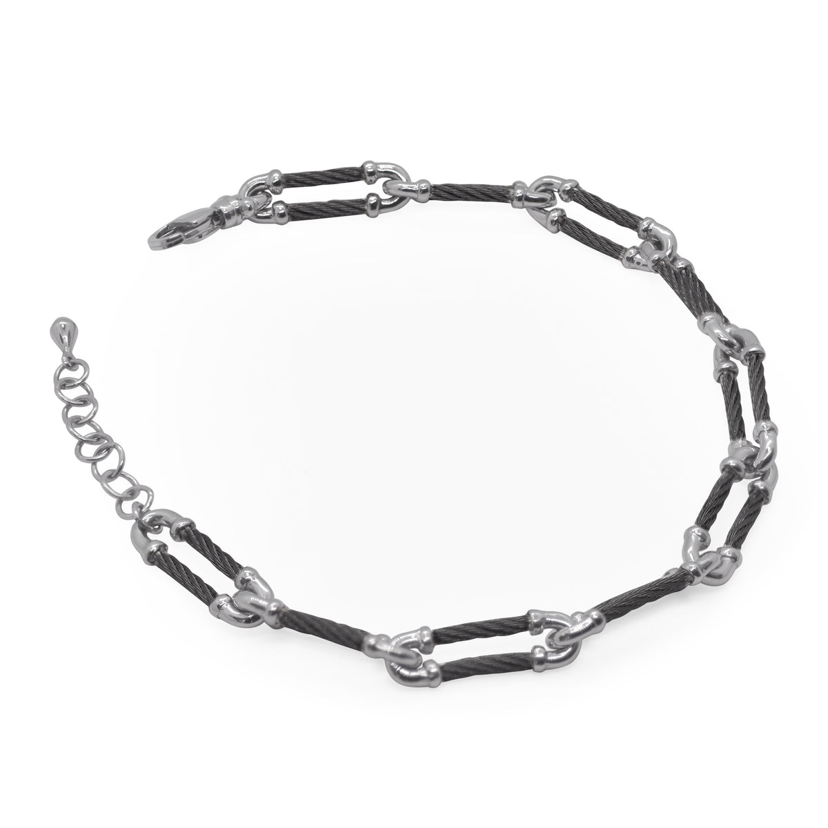 ALOR Stainless Steel Cable Clip Bracelet in Black