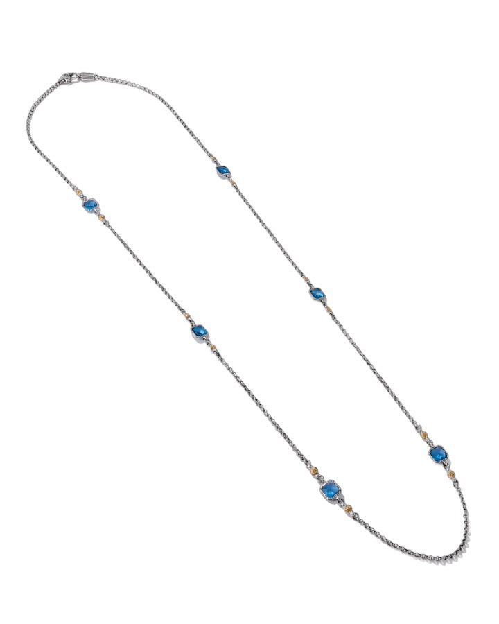 Konstantino Anthos Sterling Silver and 18k Yellow Gold Blue Spinel Necklace