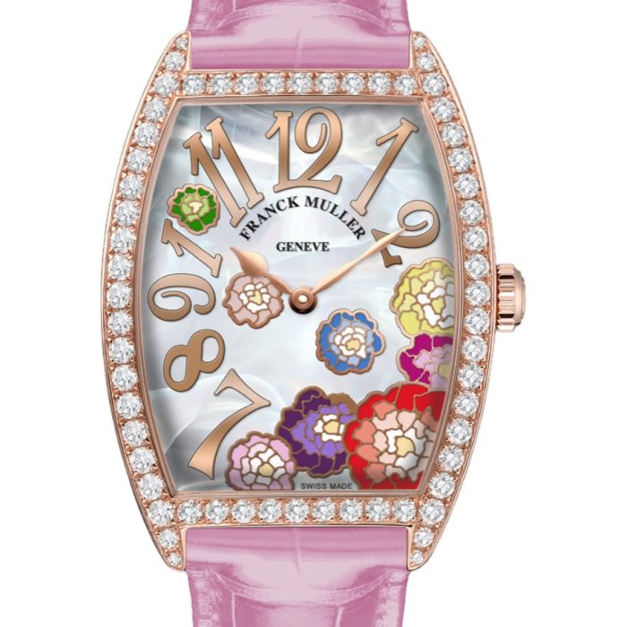 Franck Muller Cintrée Curvex Peony Color Dreams 18k Rose Gold Mother-of-Pearl