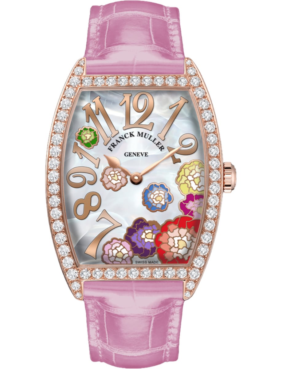 Franck Muller Cintrée Curvex Peony Color Dreams 18k Rose Gold Mother-of-Pearl