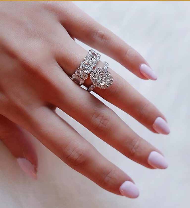 Diamond rings on a hand