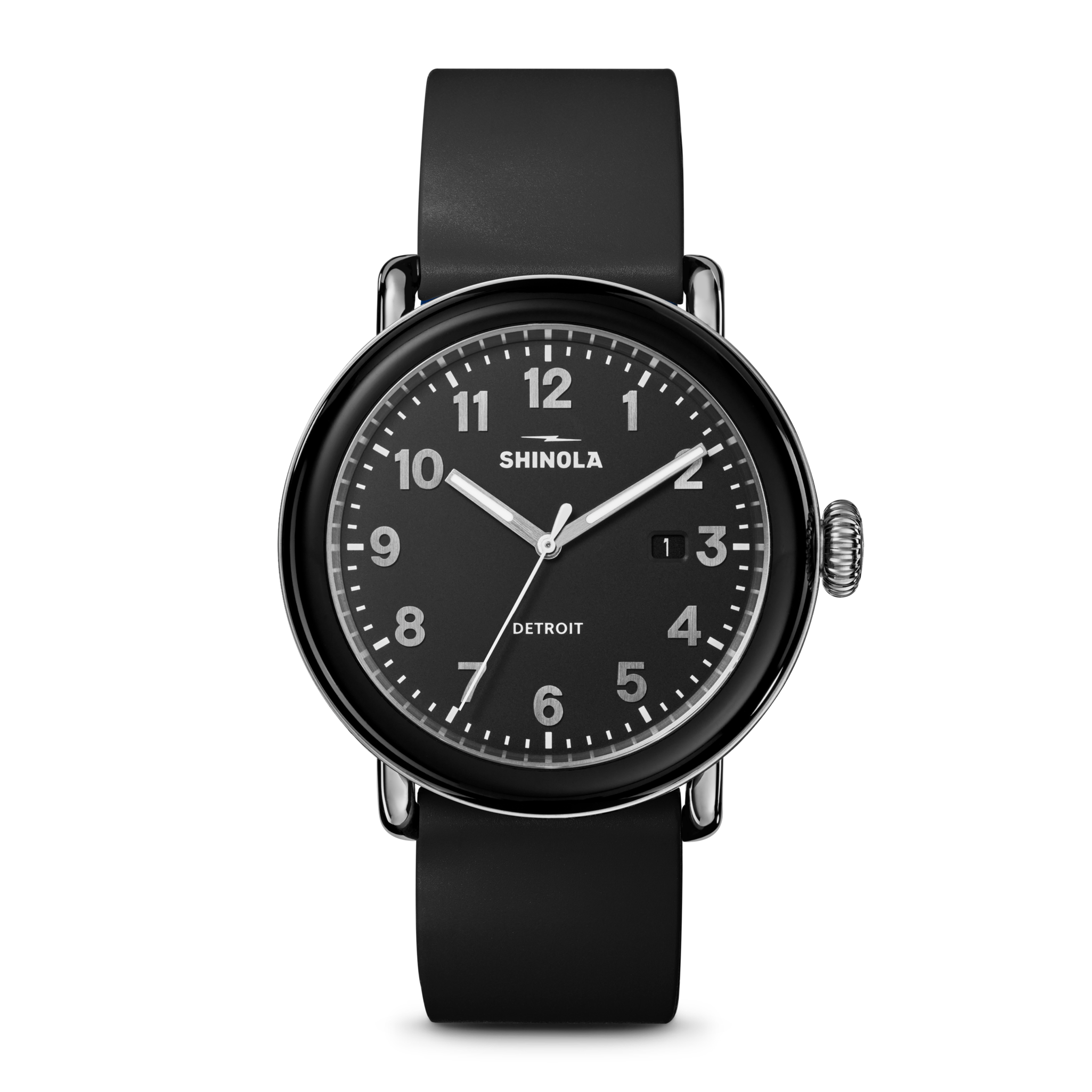 Shinola Detrola 41mm Black Dial Black Rubber Strap