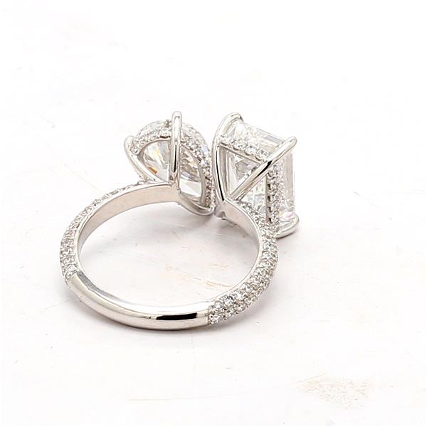14K Gold Lab-Grown Emerald-Cut and Pear Diamond Ring, 6.84 ct tw