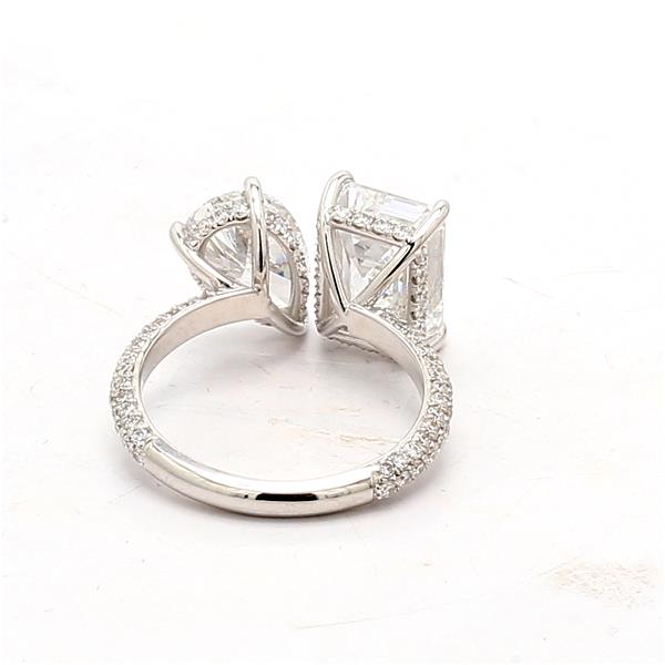 14K Gold Lab-Grown Emerald-Cut and Pear Diamond Ring, 6.84 ct tw