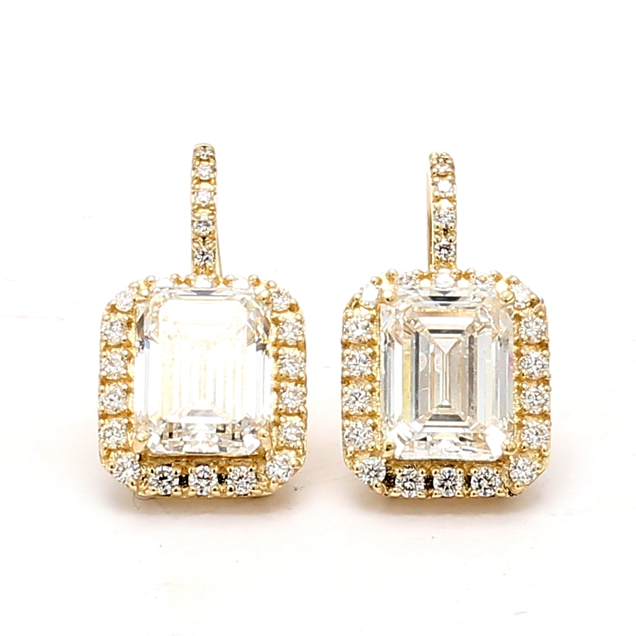 14K Gold Lab-Grown Emerald-Cut Diamond Drop Earrings
