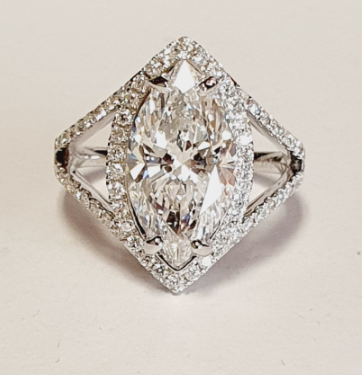 14K Gold Lab-Grown Marquise Diamond Halo Ring, 4.59 ct tw