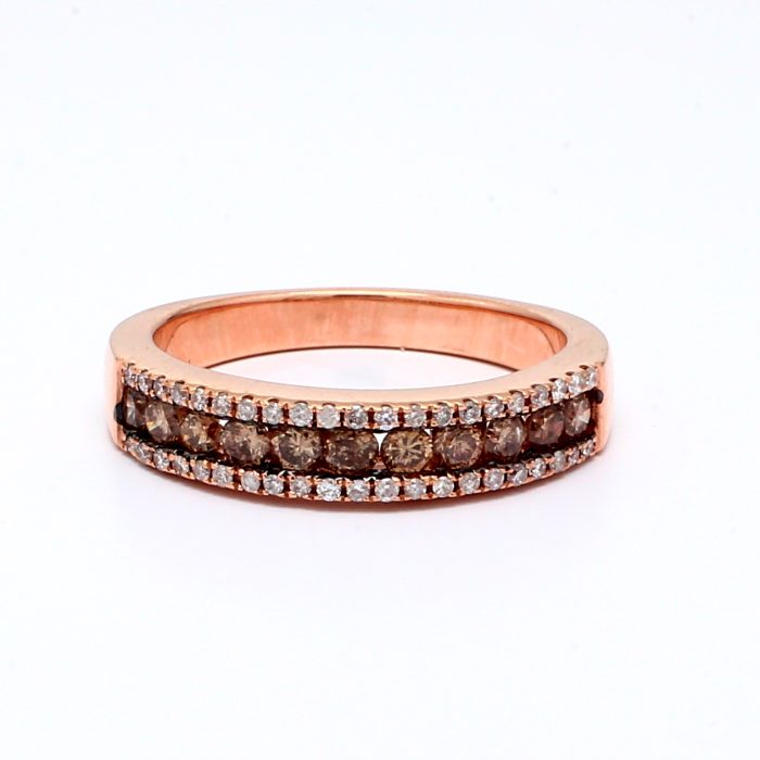 14K Rose Gold Brown and Pink Diamond Band, 0.85 ct tw