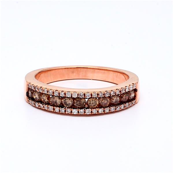 14K Rose Gold Brown and Pink Diamond Band, 0.85 ct tw