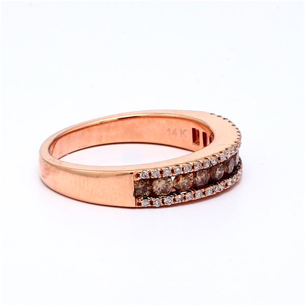 14K Rose Gold Brown and Pink Diamond Band, 0.85 ct tw