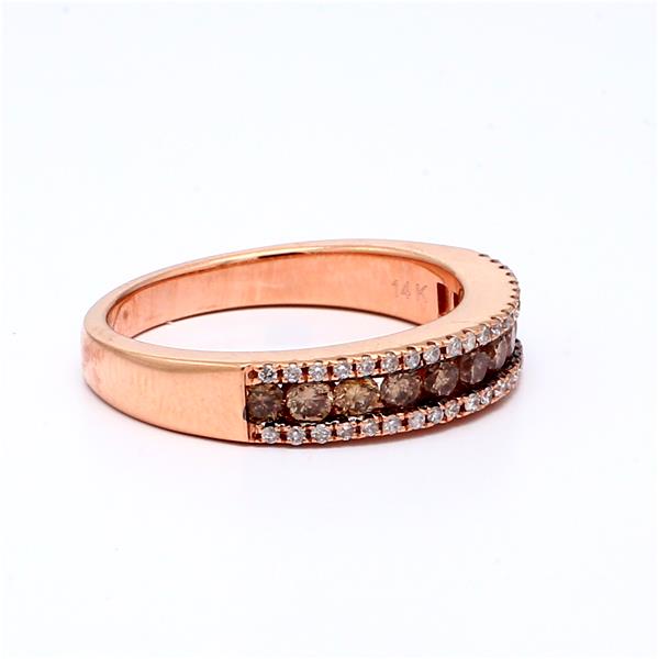 14K Rose Gold Brown and Pink Diamond Band, 0.85 ct tw