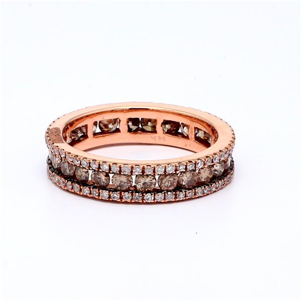 14K Rose Gold Brown and Pink Diamond Eternity Band, 1.86 ct tw