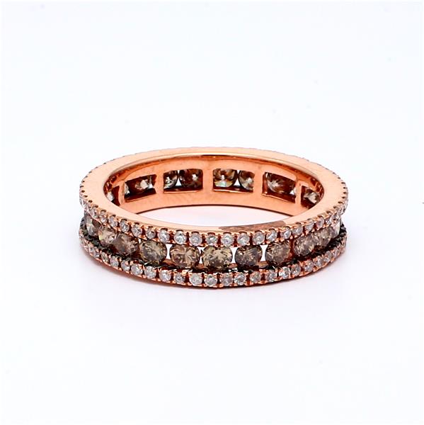 14K Rose Gold Brown and Pink Diamond Eternity Band, 1.86 ct tw
