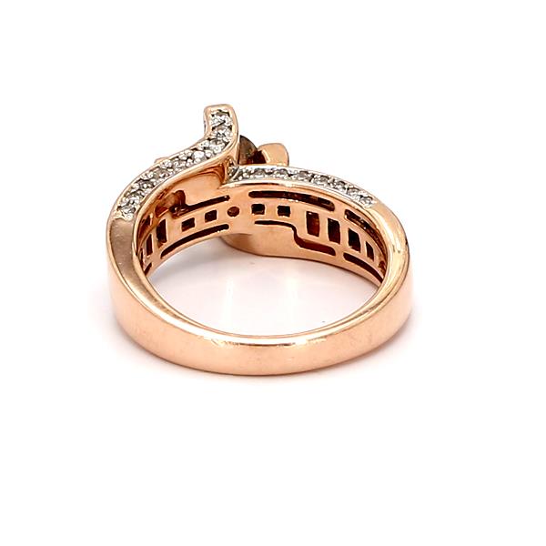 14K Rose Gold Brown and White Diamond Ring