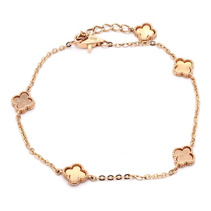 14K Rose Gold Clover Bracelet