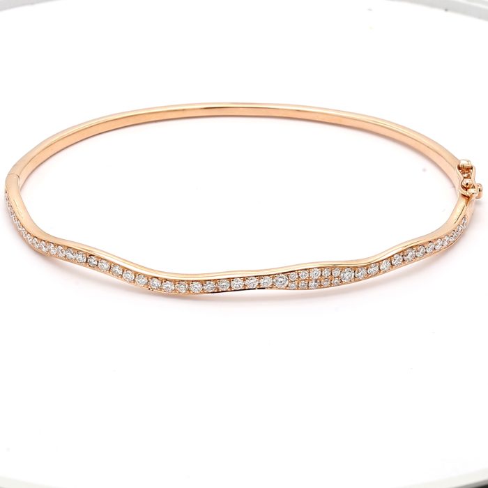 14K Rose Gold Diamond Bangle, 0.96 ct tw