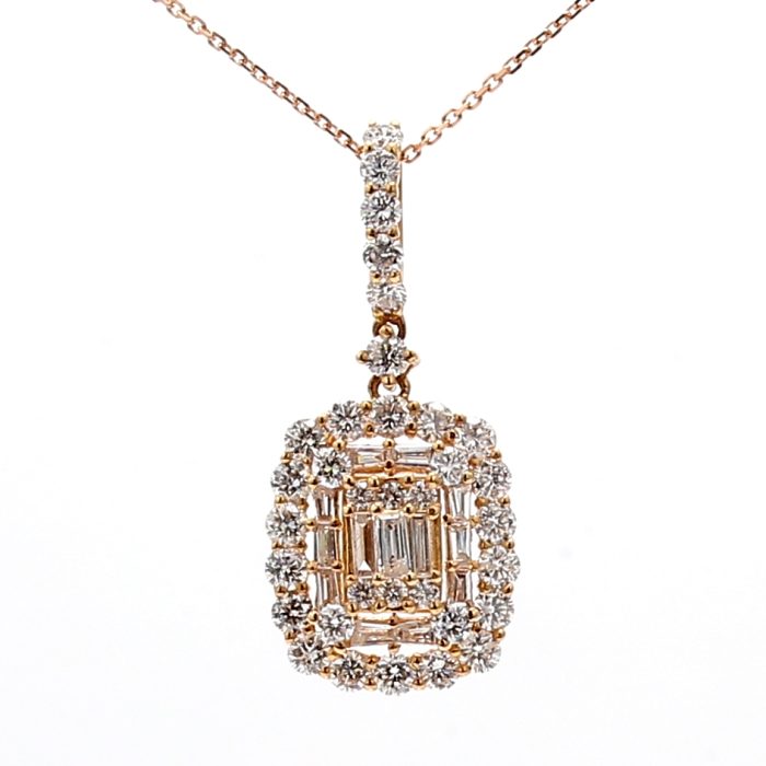 14K Rose Gold Diamond Cluster Pendant, 1.18 ct tw