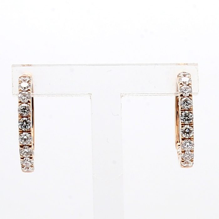 14K Rose Gold Diamond Hoop Earrings, 0.85 ct tw