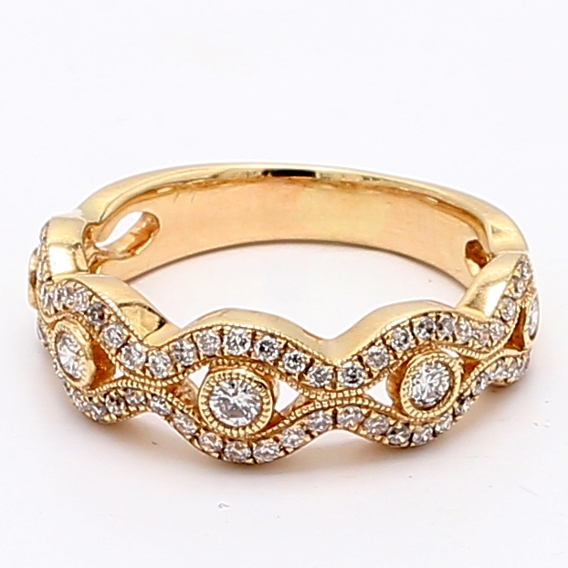 14K Rose Gold Diamond Swirl Band, 0.55 ct tw