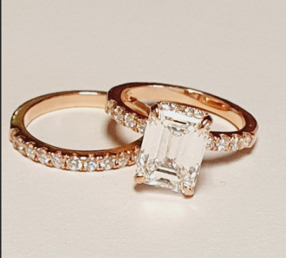 14K Rose Gold Diamond Wedding Set, 0.40 ct tw