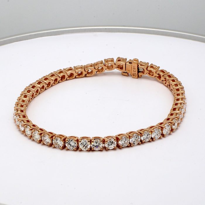 14K Rose Gold Four-Prong Diamond Tennis Bracelet, 8.37 ct tw