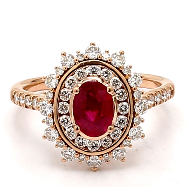 14K Rose Gold Ruby and Diamond Ring, 0.80 ct tw