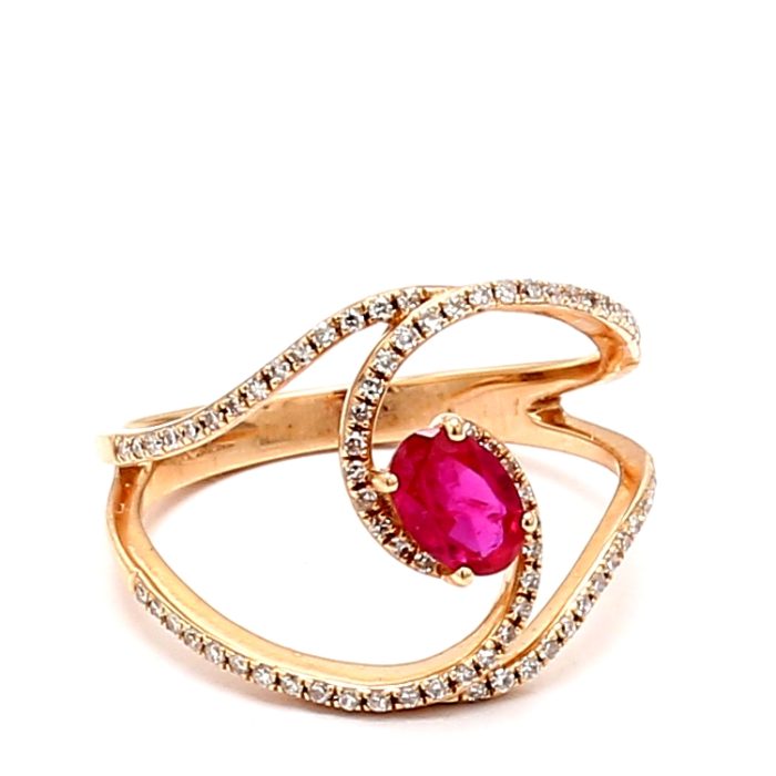14K Rose Gold Ruby and Diamond Ring