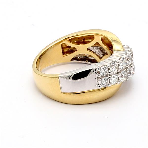 14K Two-Tone Gold Criss-Cross Diamond Ring, 1.50 ct tw