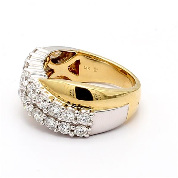 14K Two-Tone Gold Criss-Cross Diamond Ring, 1.50 ct tw