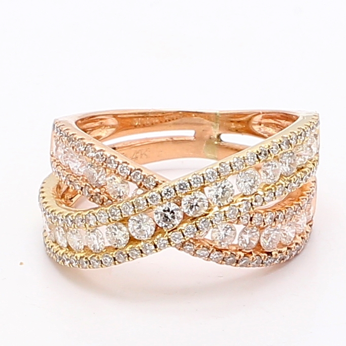14K Two-Tone Gold Diamond Crossover Band, 2.20 ct tw