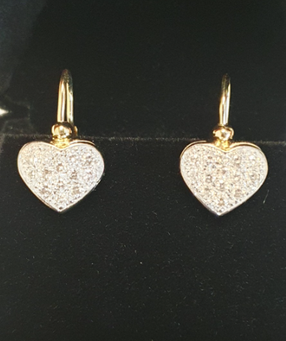 14K Two-Tone Gold Diamond Heart Earrings, 0.50 ct tw