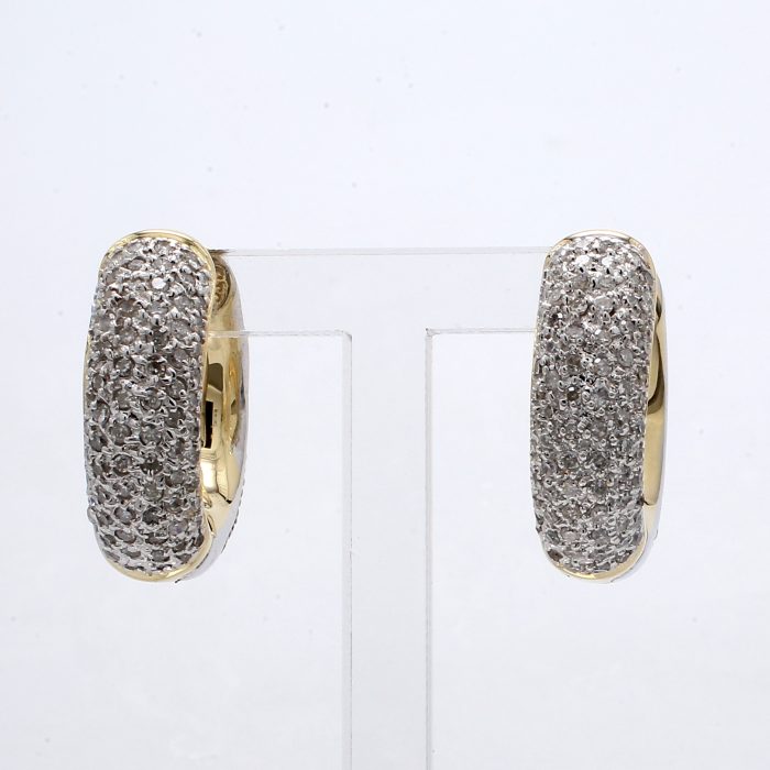 14K Two-Tone Gold Diamond Hoop Earrings, 1.50 ct tw