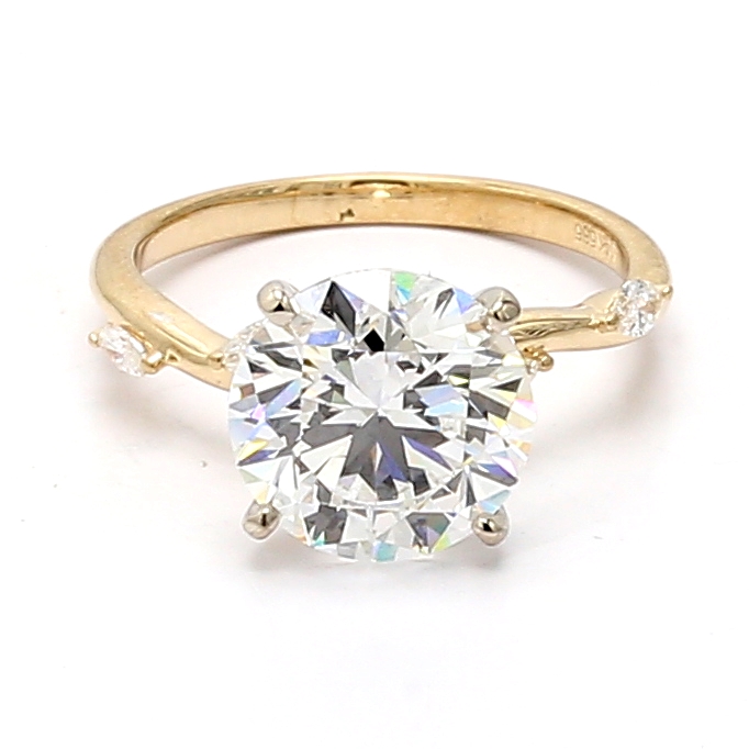 14K Two-Tone Gold Princess and Marquise Diamond Semi-Mount, 0.27 ct tw