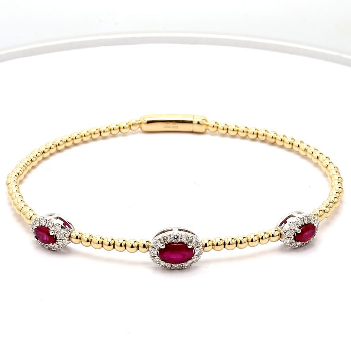 14K Two-Tone Gold Ruby and Diamond Bracelet