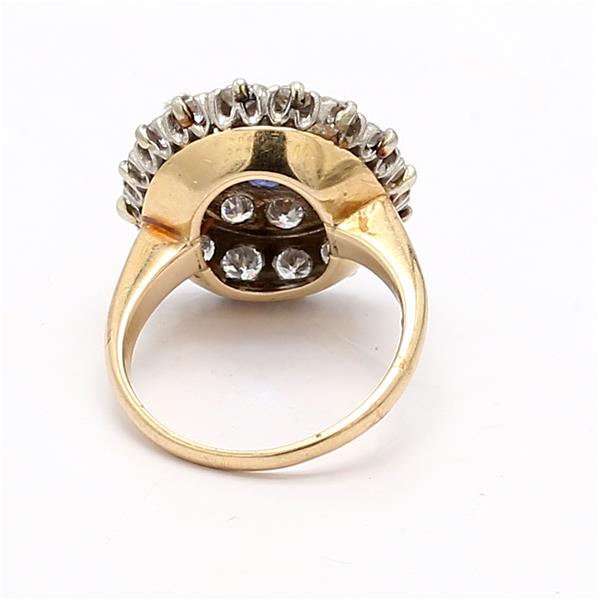 14K Two-Tone Gold Sapphire and Diamond Ring
