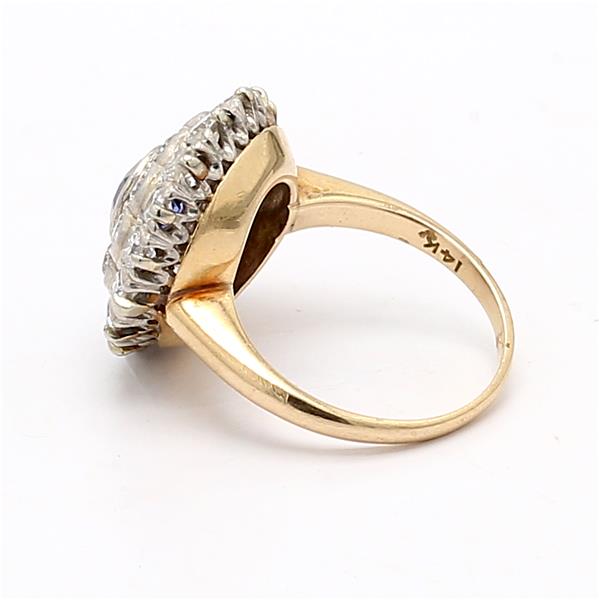 14K Two-Tone Gold Sapphire and Diamond Ring