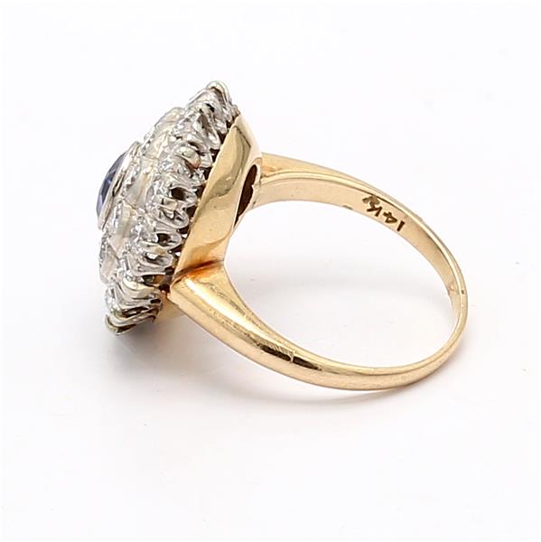 14K Two-Tone Gold Sapphire and Diamond Ring