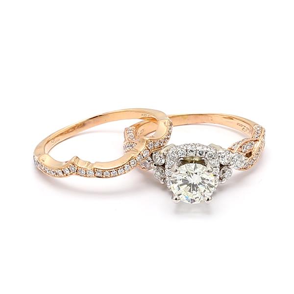 14K Two-Tone Gold Vintage-Style Diamond Wedding Set, 3.00 ct tw