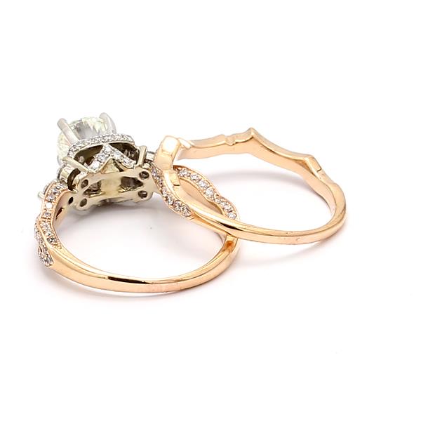 14K Two-Tone Gold Vintage-Style Diamond Wedding Set, 3.00 ct tw – view 3