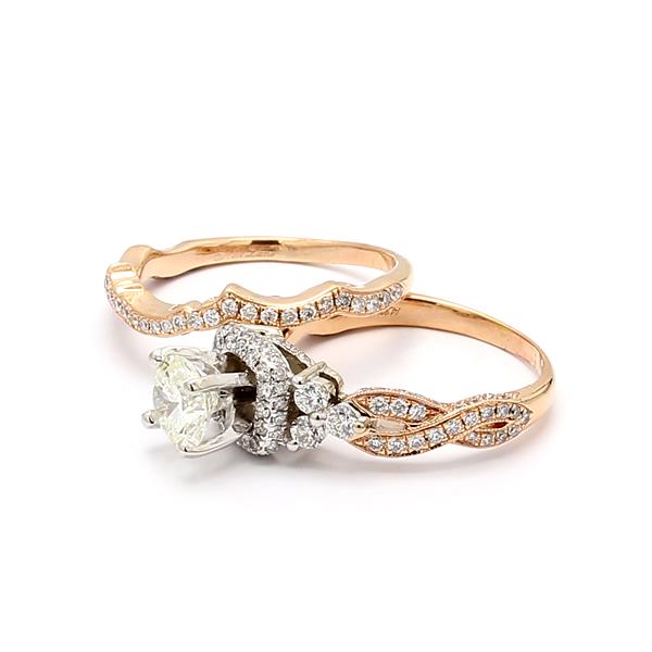14K Two-Tone Gold Vintage-Style Diamond Wedding Set, 3.00 ct tw – view 4