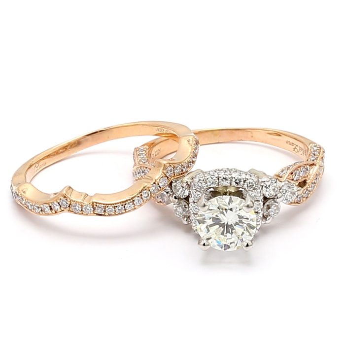 14K Two-Tone Gold Vintage-Style Diamond Wedding Set, 3.00 ct tw