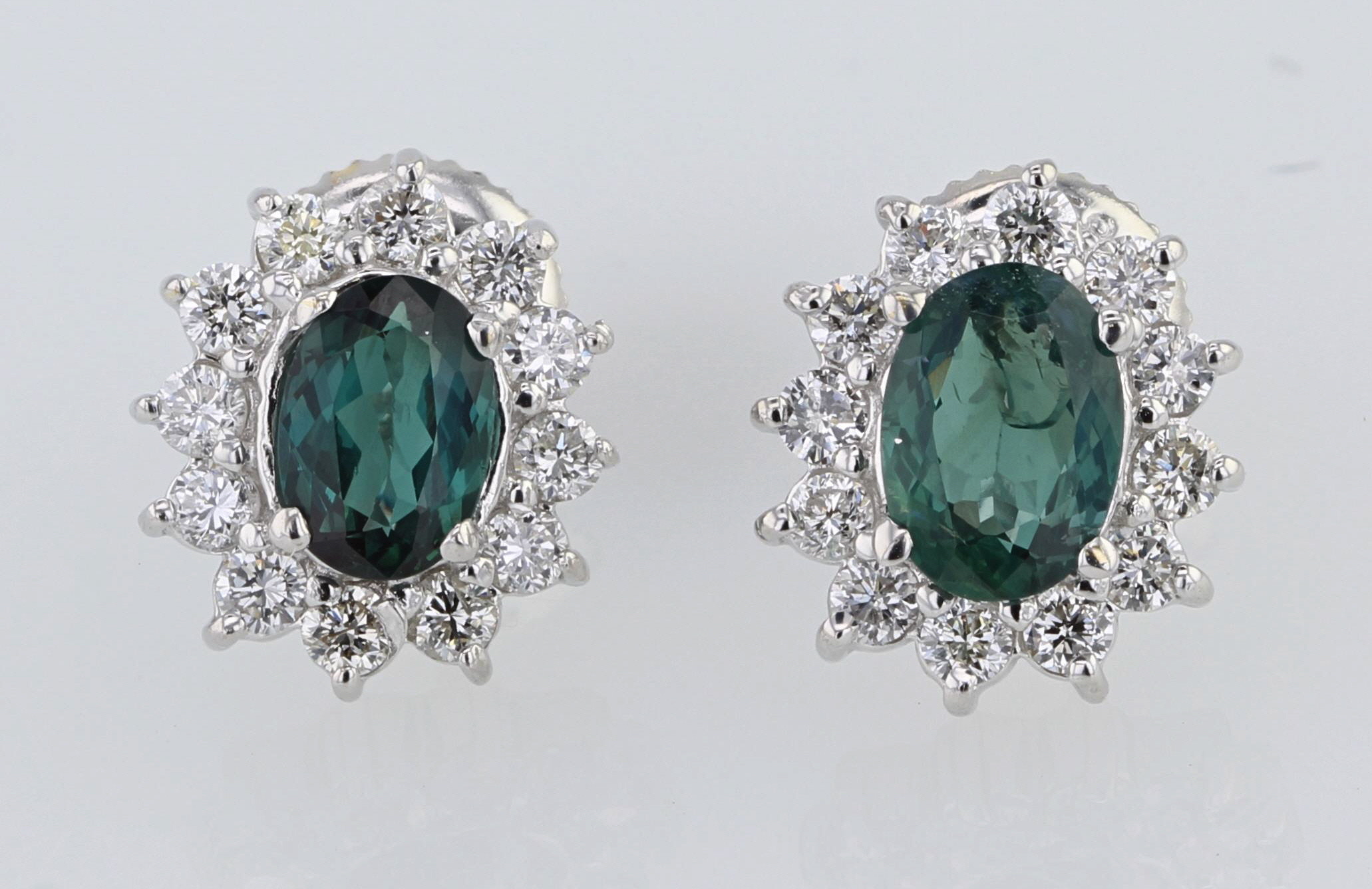 14K White Gold Alexandrite and Diamond Halo Earrings, 0.50 ct tw