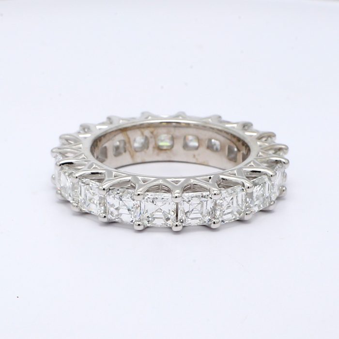 14K White Gold Asscher-Cut Diamond Eternity Band, 6.04 ct tw
