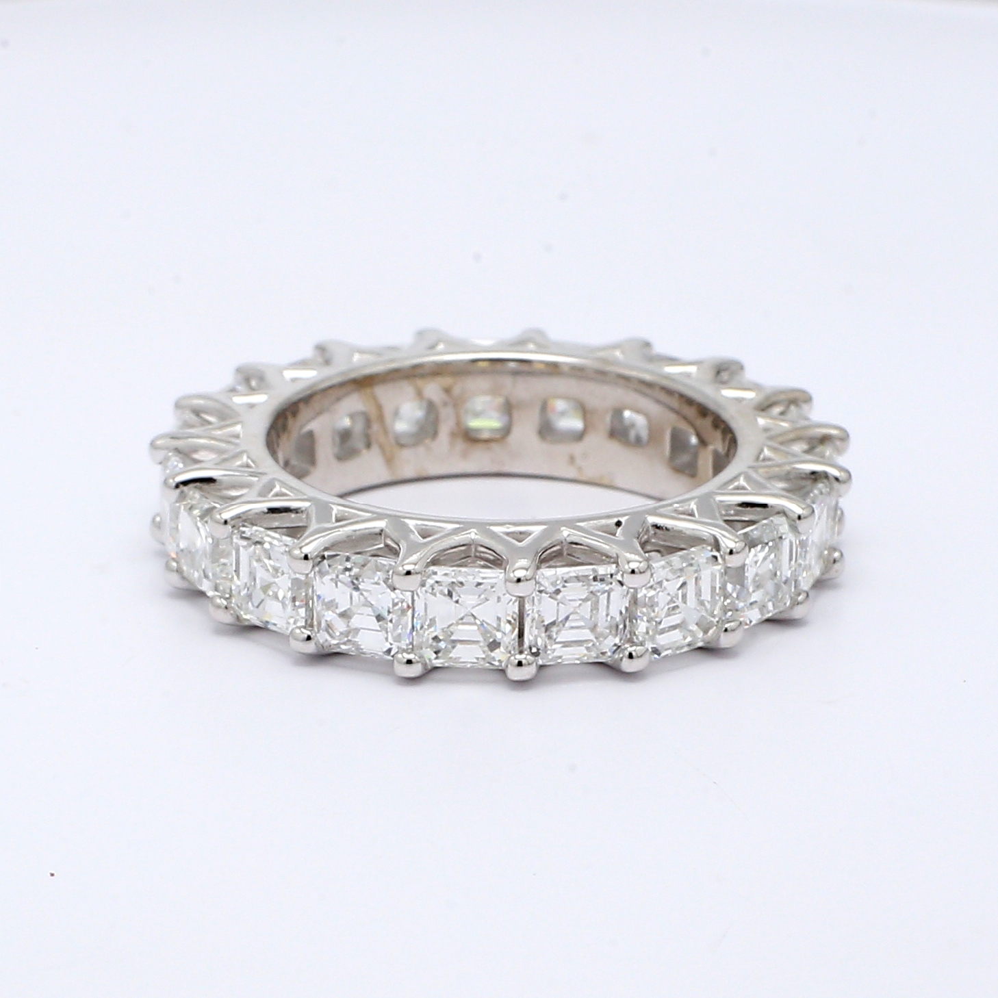 14K White Gold Asscher-Cut Diamond Eternity Band, 6.04 ct tw
