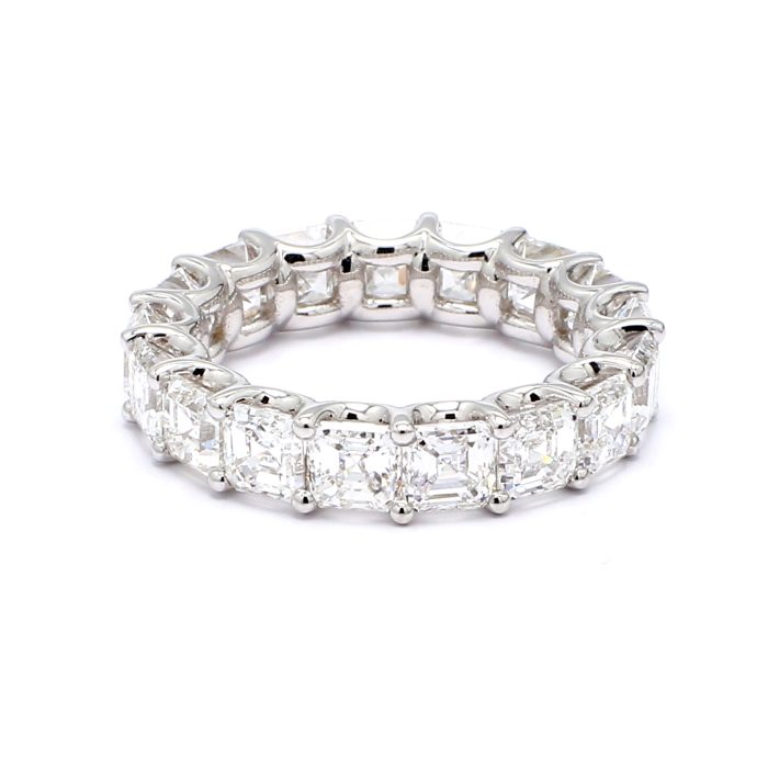 14K White Gold Asscher-Cut Diamond Eternity Band, 6.93 ct tw