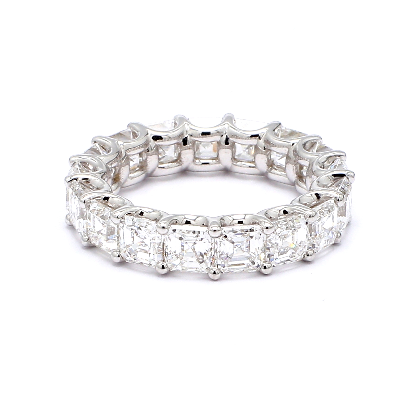 14K White Gold Asscher-Cut Diamond Eternity Band, 6.93 ct tw