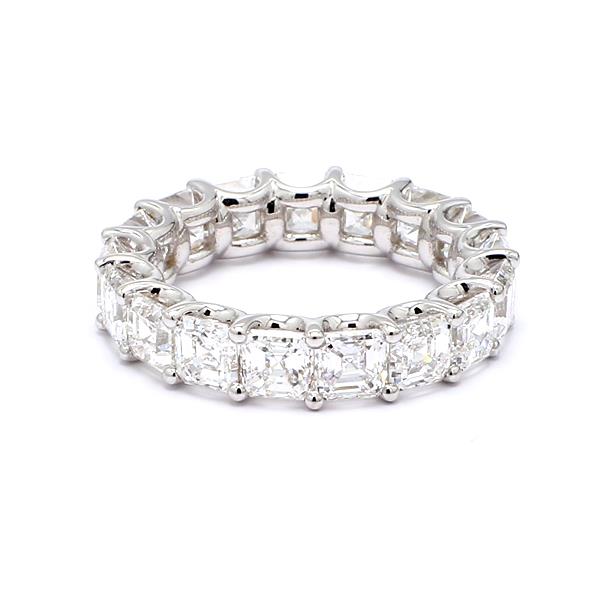 14K White Gold Asscher-Cut Diamond Eternity Band, 6.93 ct tw
