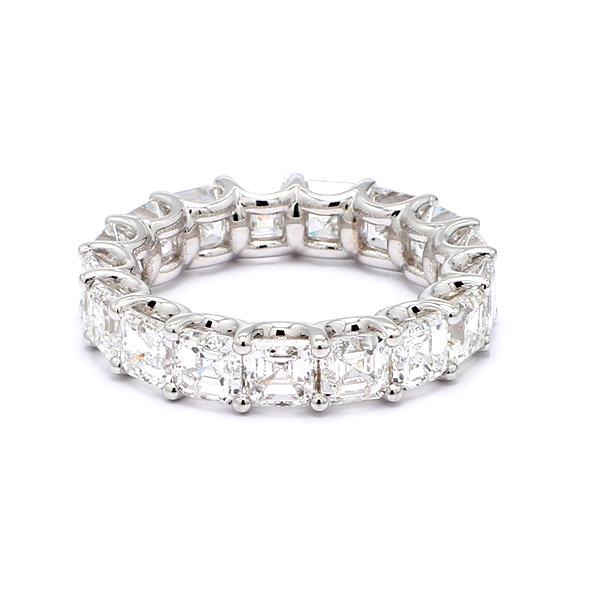 14K White Gold Asscher-Cut Diamond Eternity Band, 6.93 ct tw