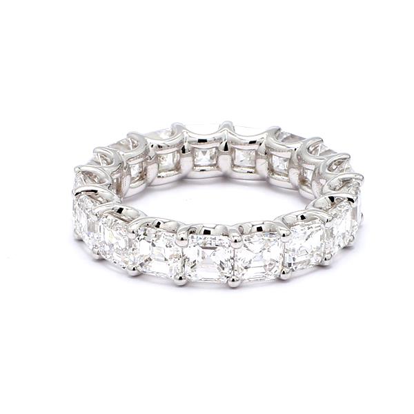 14K White Gold Asscher-Cut Diamond Eternity Band, 6.93 ct tw