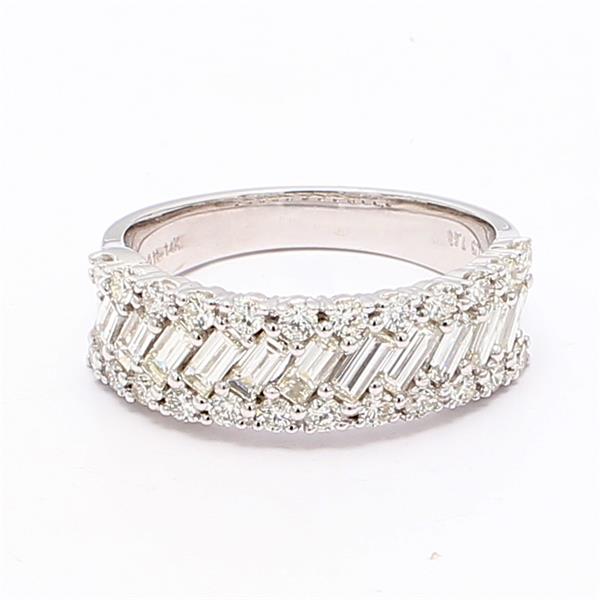 14K White Gold Baguette and Round Diamond Band, 1.40 ct tw
