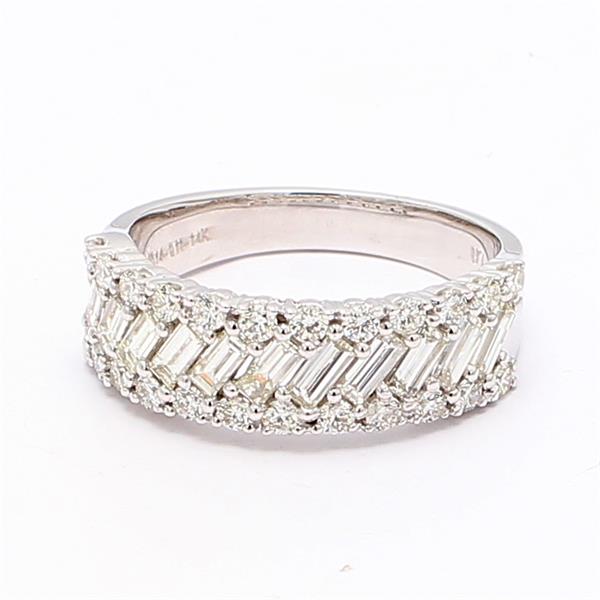14K White Gold Baguette and Round Diamond Band, 1.40 ct tw – view 4